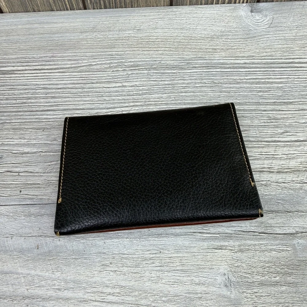 Vintage Christian Dior Leather Checkbook Cover Wallet Black Brown ID Holder